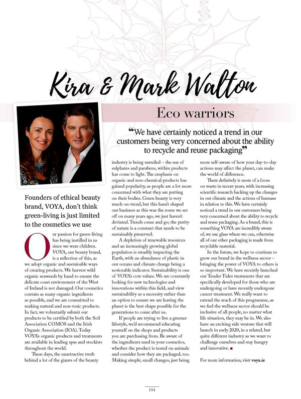 MARK & KIRA WALTON, ECO WARRIORS BE KIND MAGAZINE - VOYA Organic Beauty