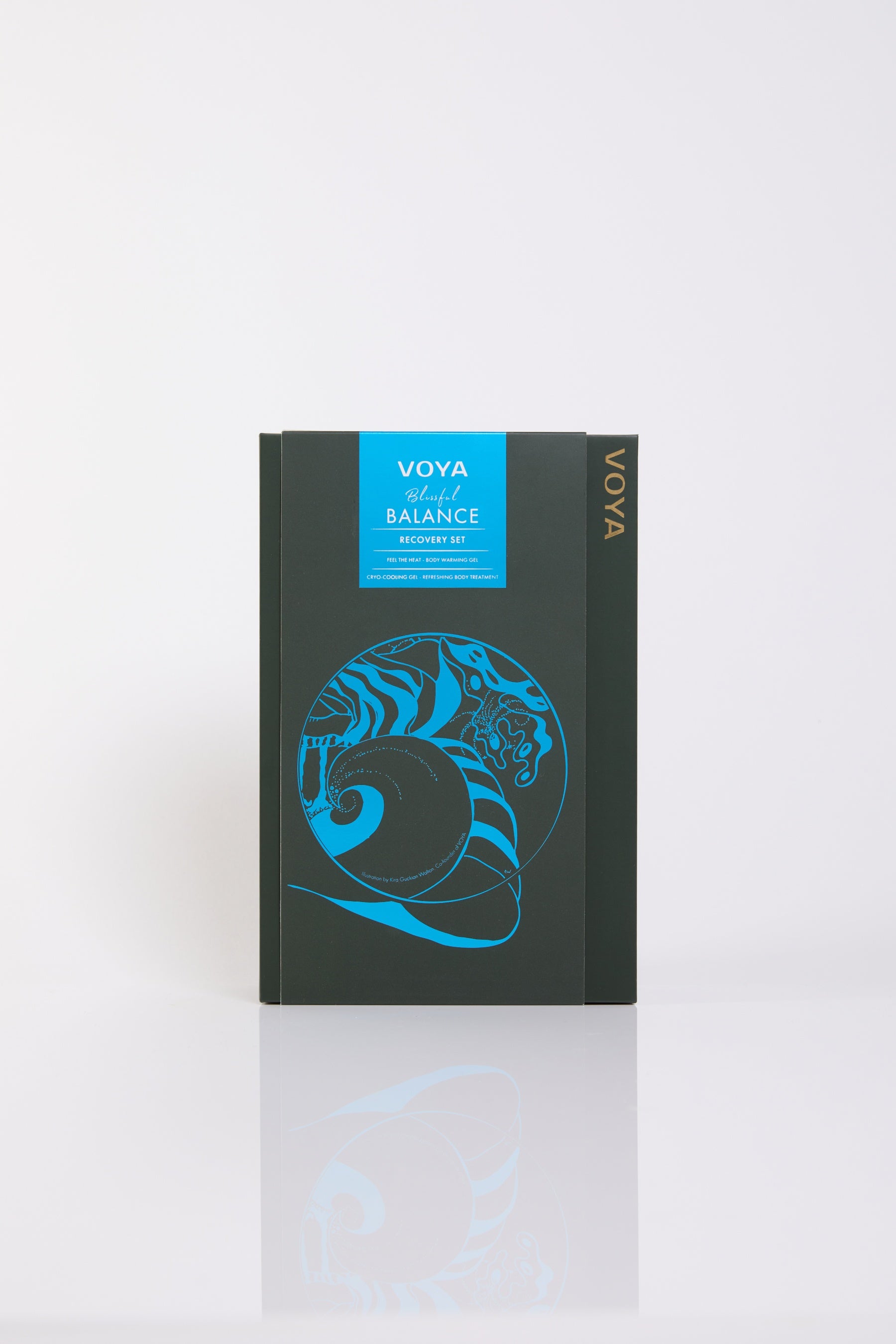 VOYA Blissful Balance Recovery Set outer packaging design.