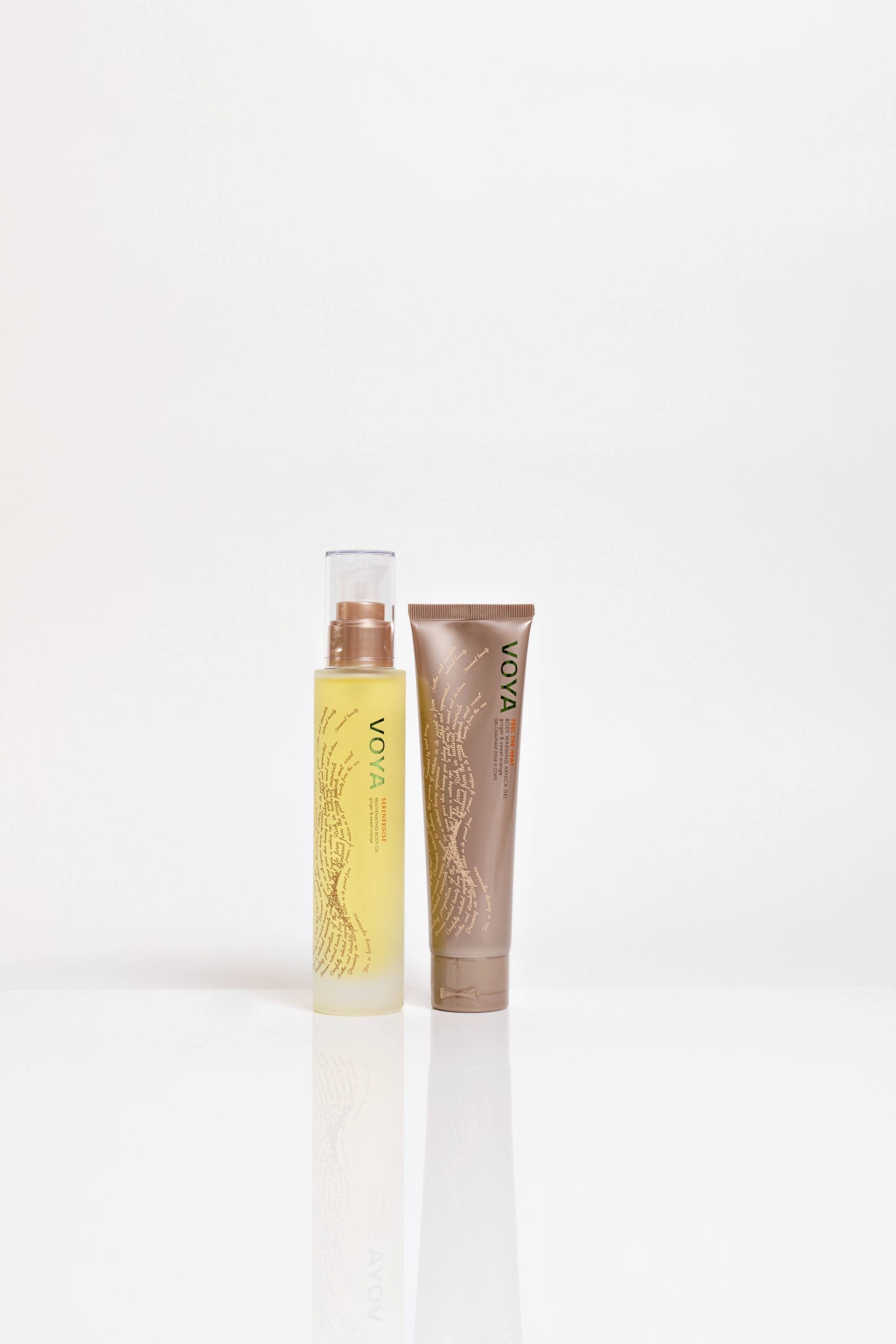 Voya Feel the Heat Warming Gel and Serenergise Body Oil