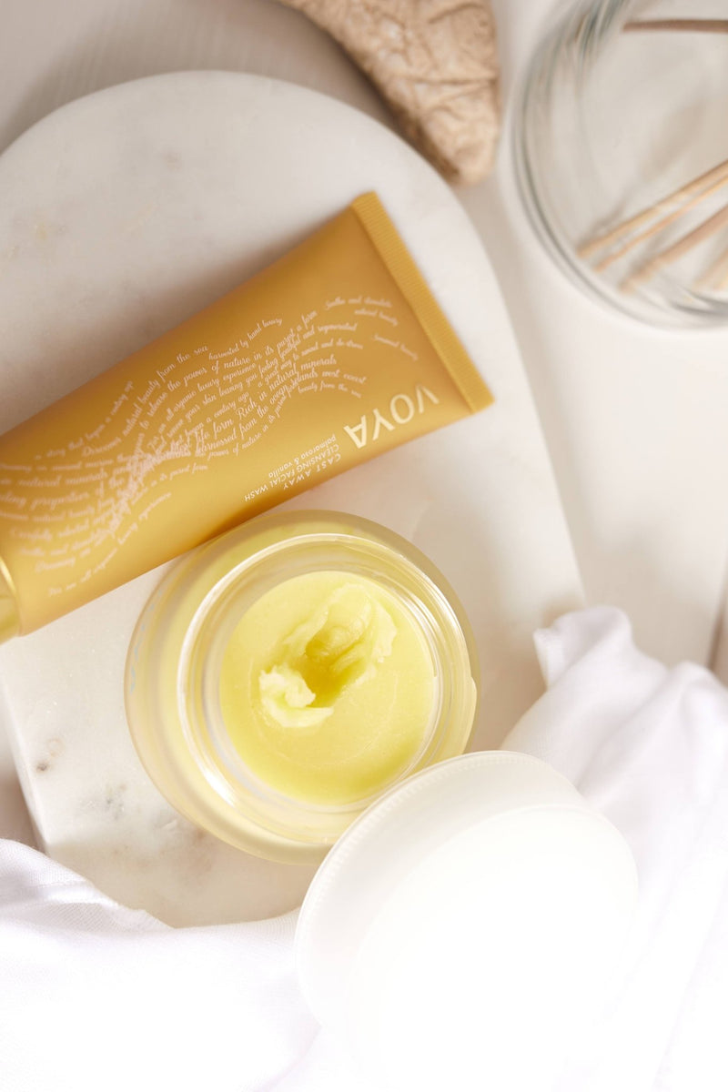 voya double cleanse duo, cast away facial cleansing wash and totally balmy cleansing balm