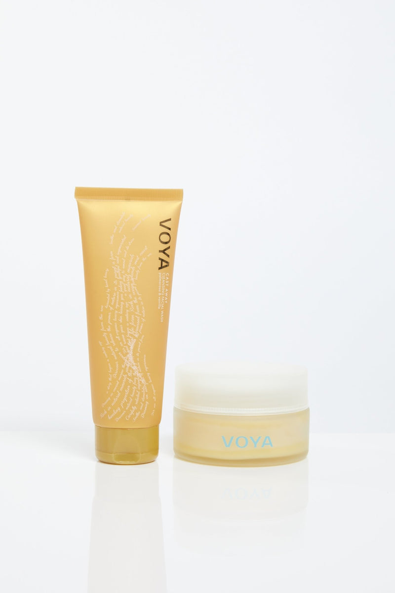 voya double cleanse duo, cast away facial cleansing wash and totally balmy cleansing balm
