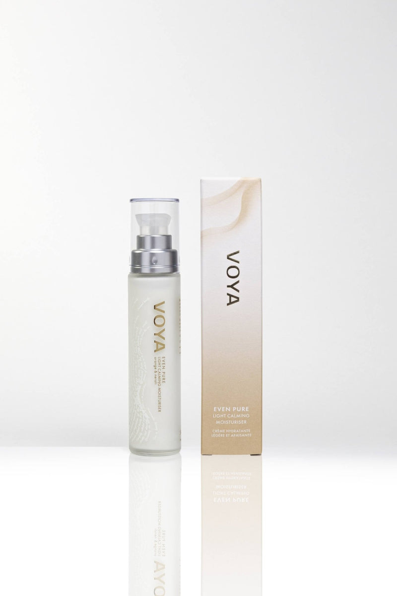 voya even pure light calming moisturiser for oily or combination skin with outer box