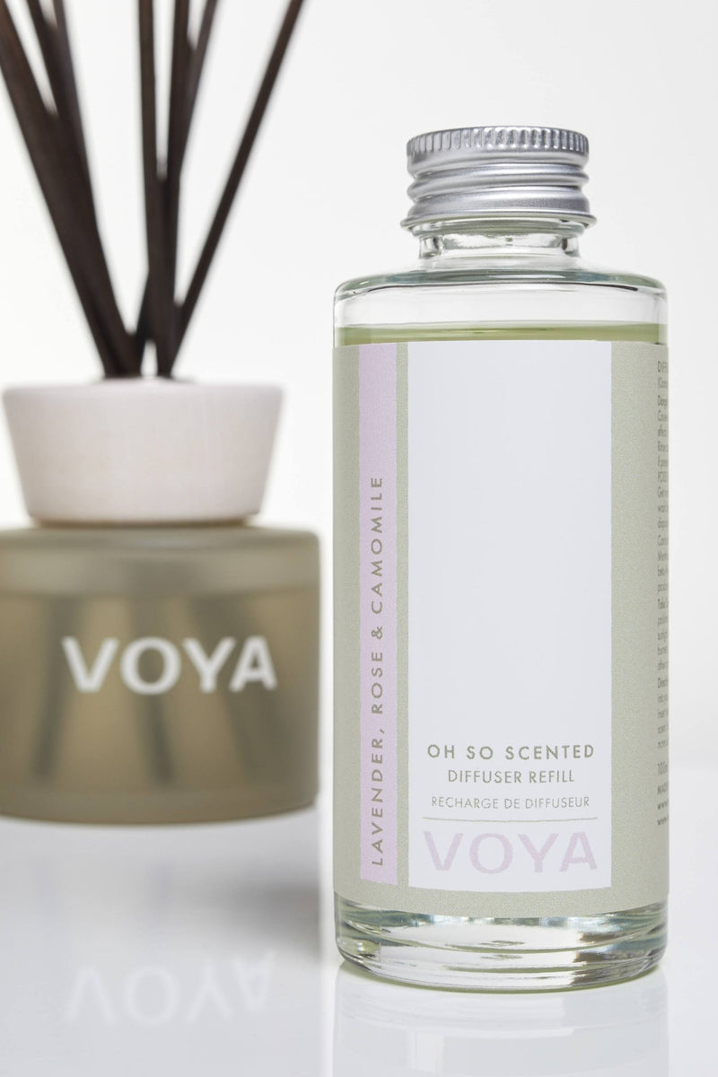 voya lavender, rose and camomile reed diffuser and refill