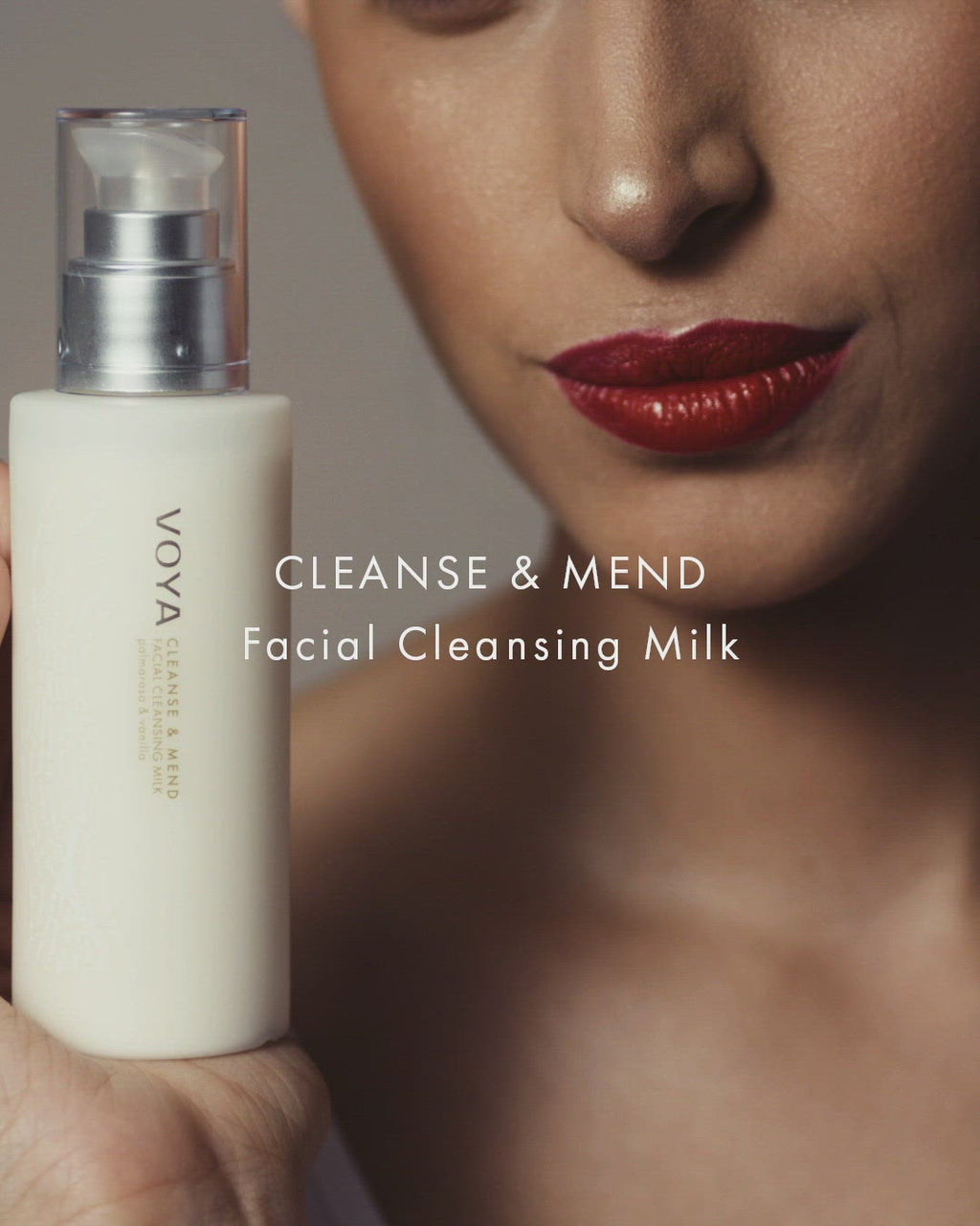 VOYA Cleanse & Mend Facial Cleansing Milk in use